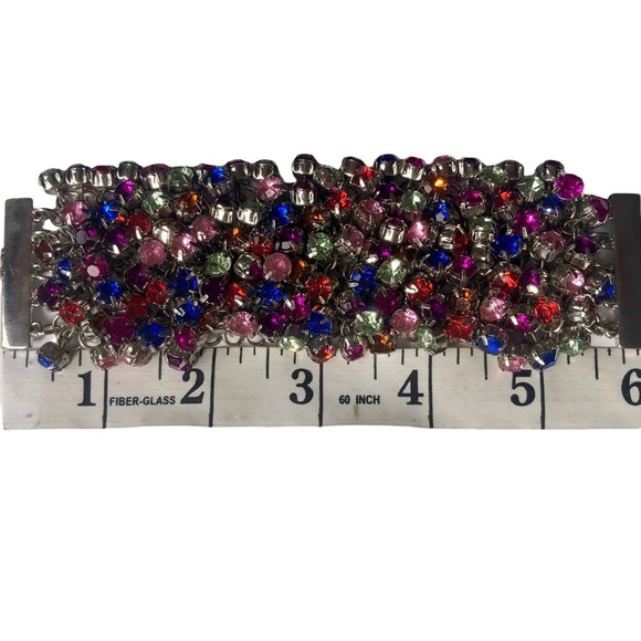 Rhinestone Bracelet Multicolor Mesh Super Blingy Bracelet - Picture 11 of 12